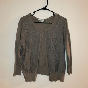 Gray Floral Lace Cardigan